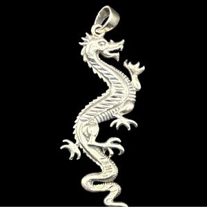 Silver Chinese Dragon Pendant Necklace 4.9grams